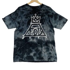 -Hot Topic Fall Out Boy Tie Dye Crown Logo Tee Blue/Black M